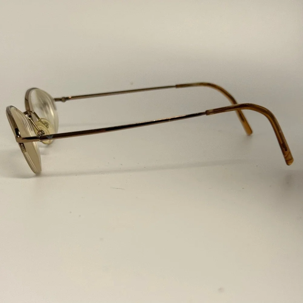 Emporio Armani Gold Oval Semi Rimless Eyeglasses Frames Made in Italy 49-20-135